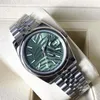 2021 Wiadomości ramka datejust luksusowe zegarki Zielone wybierane stalowe męskie 41 mm szafir szklany zegarek automatyczny mechaniczna ostryga ze stali nierdzewnej Per2334