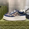 Chunky B Mixed Media Sneaker Casual Shoes Designers Platform White Shoe Jacquard Canvas Brown Leather Lace-Up Gummi Sole Letter broderad