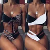 Traje de baño para mujer Sexy Trajes de baño de dos piezas para mujeres 2022 Leopardo Cintura alta Bikini Culturismo Negro Blanco Tanga String Micro