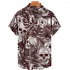 Chemises décontractées masculines 2022 Fashion d'été Fashion Hawaiian Hawaiian à manches courtes à un bouton Skull 3D Shirt de plage imprimé plus taille 5xl Tops