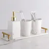 Juego de accesorios de baño con textura de mármol, accesorios de baño de cerámica nórdica para el hogar, baño de cinco piezas, ducha, decoración del hogar