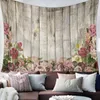 Arazzi Venatura del legno Fiore Retro stampato Grande arazzo Hippie Appeso a parete Boho Room Art Decor Tappetini estetici Copriletto Coperta