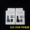 45WタイプCカー充電器USB A SAMSUNG GALAXY S22 ULTRA S21 S20 NOTE 20 TAB S8 TIPO用60W高速充電PD Carregador