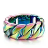 Bracciali a catena da uomo super grandi Arcobaleno Multicolor Heavy Acciaio inossidabile 316L Enorme catena da polso punk Curb Braccialetti cubani 32mm 9,44 pollici