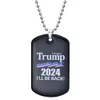 Trump Necklace Party Favors Us President Election Flag Pendant roestvrijstalen tags Ik ben terug Keyring 5 Style RRC601