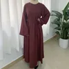 Vêtements ethniques Robe musulmane Moyen-Orient Dubaï Abayas Robe Turban Plaine Femme Eid Mubarak Kaftan