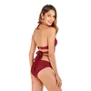 Mulheres de banho 5 cores biquíni sexy sólido cruz bandagem oco halter maiô feminino conjunto biquinis maiô