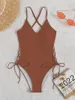 Women's Swimwear Bandage One Piece Swimsuit Women's Monokini Backless 2023 Black Rose Red Swimming Bathing Suit For Women