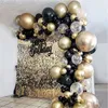 Schwarz-Gold-Ballon-Girlande-Bogen-Set, Konfetti, Latex-Ballon, 30., 40., 50. Geburtstag, Party-Ballons, Dekorationen, Erwachsene, Babyparty