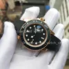 Homens Relógios Matte Black Bezel Dial Estilo Super GMF Fábrica À Prova D 'Água Menes Data 904L Aço Rosa Pulseira De Borracha 40mm GMF Cal.3235 Movimento Automático Relógios de Pulso