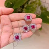 H￤nge halsband 2022 Ruby High Carbon Stone Earring Halsband Ringkvalitetsmycken Set Wedding Party Wholesale Gift Drop Drop