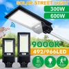 Led Solar Street Light 300W 600W Outdoor Lighting Radar Sensor Road Lamp with pole remote control 492led 966led