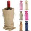 Botella de vino Bolsas de papel de regalo Botellas de champán multicolores Cubierta Portador de cordón Bolsa de embalaje de vino RRD39