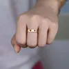 Bröllopsringar Guld Fashion Jewelry Red Emamel Heart Band Ring Stacking Full Finger Bands for Women