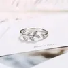 Anneaux de mariage charme feuilles réglable 925 bijoux en argent pour les femmes cadeaux de fête cubique Zircon pierre mariée bande anneau ouvert cadeau