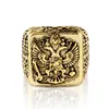 Klusterringar Fashion Men's Signet Empire Double Eagle för manlig punkguldfärgar Arms of the Russian Big Finger Jewelry