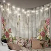 Tapisseries trämorn blomma retro tryckt stor tapestry hippie vägg hängande boho rum konstdekor estetiska mattor plåt filt