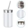 Canada Warehouse Tasses à pot Mason à sublimation de 500 ml Tasse à café en acier inoxydable Gobelet isolant à impression thermique portable Bouteille anti-poussière avec couvercle en métal paille B5