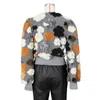 Giacche da donna Adogirl Peluche Fiori 3D Vintage Moda donna Casual Monopetto Manica lunga Cappotto di lana Crop Top Street Outwear