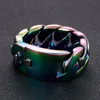 Bracciali a catena da uomo super grandi Arcobaleno Multicolor Heavy Acciaio inossidabile 316L Enorme catena da polso punk Curb Braccialetti cubani 32mm 9,44 pollici