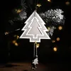 Décorations de Noël 2022 Pendentif creux à quatre couches en bois Creative Étoile à cinq branches Ornements d'arbre en forme de coeur