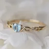 Eheringe Exquisite Frauen Herz des Ozeans CZ Blauer Kristall Ring Mode versilbert Zirkon Böhmischer Stil Verlobungsschmuck