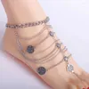 Anklets Bohemia Summer Seksowna złota srebrna kolorowa kostka dla kobiet łańcuch wisiorek do monet Bransoletka bransoletka biżuteria boso sandał