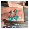 Dangle Boucles D'oreilles Vintage Coeur Paraiba Tourmaline Émeraude Pierre Précieuse Pour Les Femmes 925 En Argent Sterling Anniversaire De Mariage Fine Gland Bijoux