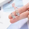 Ohrstecker Einfache Exquisite 925 Sterling Silber Doppelschicht Fünf-blütenblatt Blume Zirkonia Für Frauen Ohrringe S-E776