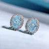 أقراط التدوير 2022 في 925 Sterling Silver Certified 6 8mm Sea Blue High Carbon Diamond Womenment Gromds Products