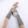 Halloween Punk Gloves Party Supplies Unisex Skeleton Skull Half Finger Gloves Glow In The Dark Fingerless Stretch Knitted Winter Mittens Wholesale EE