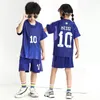 Kids Kit Fans Player نسخة كرة قدم قمصان الأطفال الأولاد الأولاد الرجال نساء قميص كرة قدم الأطفال ملابس الصيف