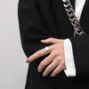 Anneaux De Mariage Simple Carré Or Couleur Gros Doigt Argent Réglable Pour Les Femmes Coréenne Délicat Bijoux Cadeau
