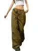 Women's Pants Women Wide Leg Cargo Casual Loose Fit Drawstring Waistband Baggy HippieTrousers Y2K Punk Streetwear