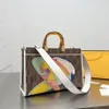 New Designer Donna Borsa a tracolla Baguette di paglia Italia Roma Marca Vintage Moda Borse a maglia Stampa su tela Fodera Crossbody Ha273G