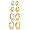 Creolen BONISKISS Schlichtes Gold Herren Damen 316L Edelstahl Hypoallergen Schmuck Ohrring Set 7mm-14mm Rund Bijioux