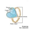 Küme halkaları y2k serin lüks dalga parmak pembesi/bule/siyah aşk kalp emaye yüzüğü kadınlar için kristal taş ile düğün partisi mücevher hediyesi
