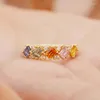 Cluster Rings Candy Color Geometric Open Pave Zircon Finger For Women Charm Wedding Bands Stackable Jewelry Wholesale