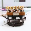 Link Bracelets Fashion Vintage Ethnic Braided Leather Bracelet Set Handmade Casual Wristbands Unisex Retro Weave Charm Bangle Wrap Punk