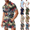 Men's Casual Shirts Solid Color Romper Shorts Man Print Playsuit Jumpsuits Overall Floral Drawstring Beach Fashion Summer Male Clothes