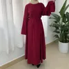 Abbigliamento etnico Abito musulmano Medio Oriente Dubai Abayas Robe Turban Plain Eid Mubarak Kaftan da donna