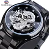 Forsining Silver Dragon Skeleton Automatic Mechanical Watches Crystal Stainless Steel Strap Wrist Watch Men's Clock Waterproo294s