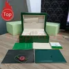 Rolex Box klocka Herr guld automatisk Klockfodral vit Original Inner Ytter Damklockor Lådor Herr Gröna lådor datejust RELOJ HOMBRE Tillbehör Dokumentkort hjd