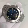 3 cor clássico 5711 relógios Ásia cal 324 Movimento automático Men's preto azul branco Dial de aço de aço transparente traseiro mec260y