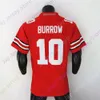 State Football Jerseys 2022 New NCAA College Ohio Buckeyes Football Jersey 10 Joe Burrow Rot Weiß Größe S-3XL Alle Nähte für Jugendliche und Erwachsene