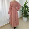 Vêtements ethniques Robe musulmane Moyen-Orient Dubaï Abayas Robe Turban Plaine Femme Eid Mubarak Kaftan