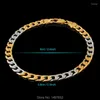 Link Bracelets Charm Bracelet Men Gold Color Two Tones Men's Curb Cuban Chains Bangles &Bracelets Jewelry