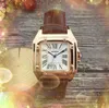 Moda Popular Fomens Square Shape Watch Ladies Roman Roman Tr￪s STICHES Design Rose Gold Silver Crystal Mirror Quartz Noble Elegant Watches Montre de Luxe Presentes