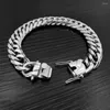 Bracelets à maillons MYLONGINGCHARM Hommes Boucle Bracelet Punk Bracelet 11.5mm Large Chaîne Cubaine En Acier Inoxydable