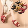 Sandals Summer Retro Women's Sewing Women Casual Wedge Shoes Woman Comfort Ladies Buckle Open Toe Hook Loop Female M90